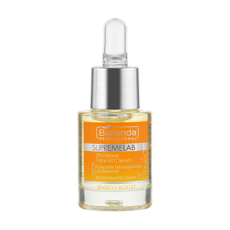 Олійна сироватка для обличчя 5% Bielenda Professional Supremelab Energy Boost Serum з тетра-вітаміном С, 15 мл